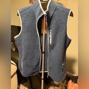 Eddie bauer women’s fleece vest navy blue baby blue XL NWT